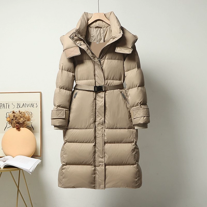 24-летнюю зимнюю моду 90% белого утиного пуховика высокого класса повседневная женщина теплая средняя и длинная пуховая куртка