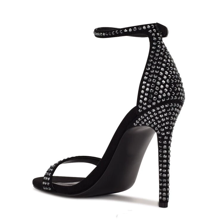 Strap sandals, black classic open-toe with ankle strap, custom sizes 36–43