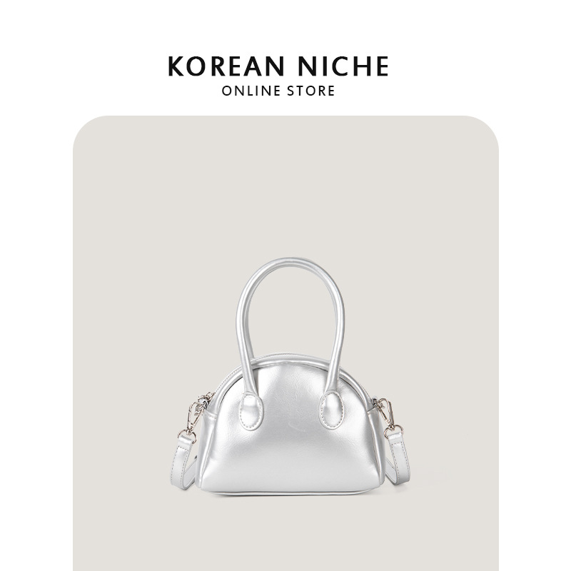 Nuova borsa a tracolla singola lucida con texture di design di nicchia coreano per le donne, mini bowling portatile semplice e versatile_voghion.com