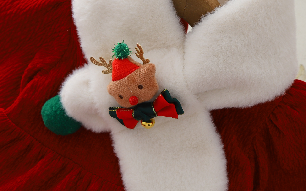 Vêtements pour filles, nouveaux styles d'automne et d'hiver, robes de princesse pour enfants de Noël en peluche épaisse de petite et moyenne taille,_voghion.com