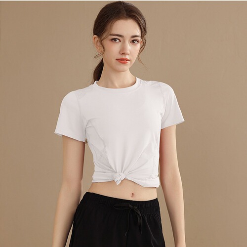Fairies thin mesh breathable short-sleeve top quick-drying t-shirt for women summer fitness clothing elastic yoga wear mesh scatter
