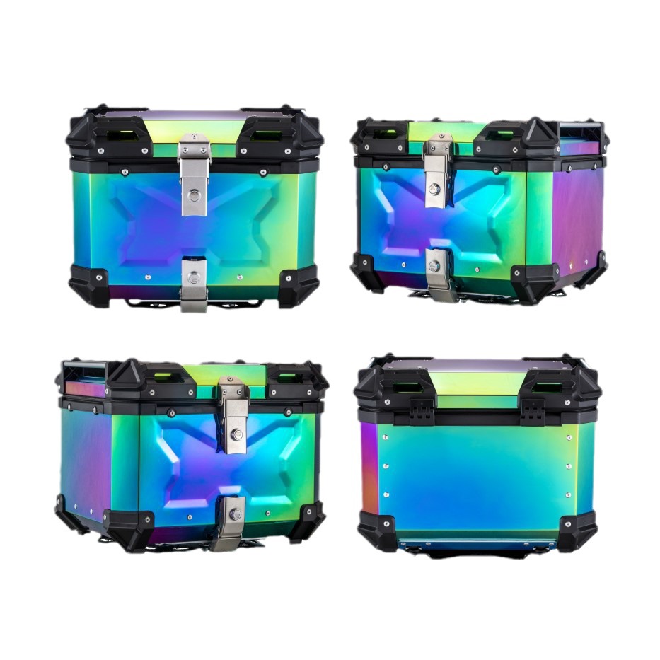 45L color en relieve aleación de aluminio tronco anti-caída impermeable a prueba de polvo con forro de cuero multi-accesorios