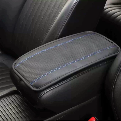 Armrest box pad for All Seasons, Embossed Double-Line Leather - blue-model