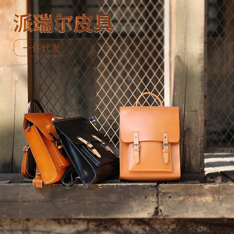 Special Offer New Genuine Leather Backpack Casual Versatile Artistic Double-Shoulder Bag First Layer Vegetable-Tanned Cowhide School Bag One-Piece Dropshipping