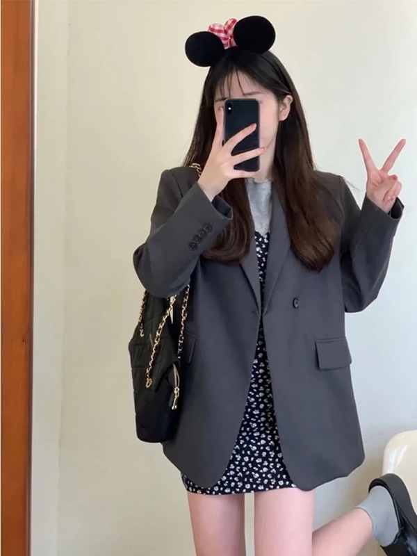 灰色小西装外套女2025新款西服气质名媛感超好看薄款今年流行百搭|undefined