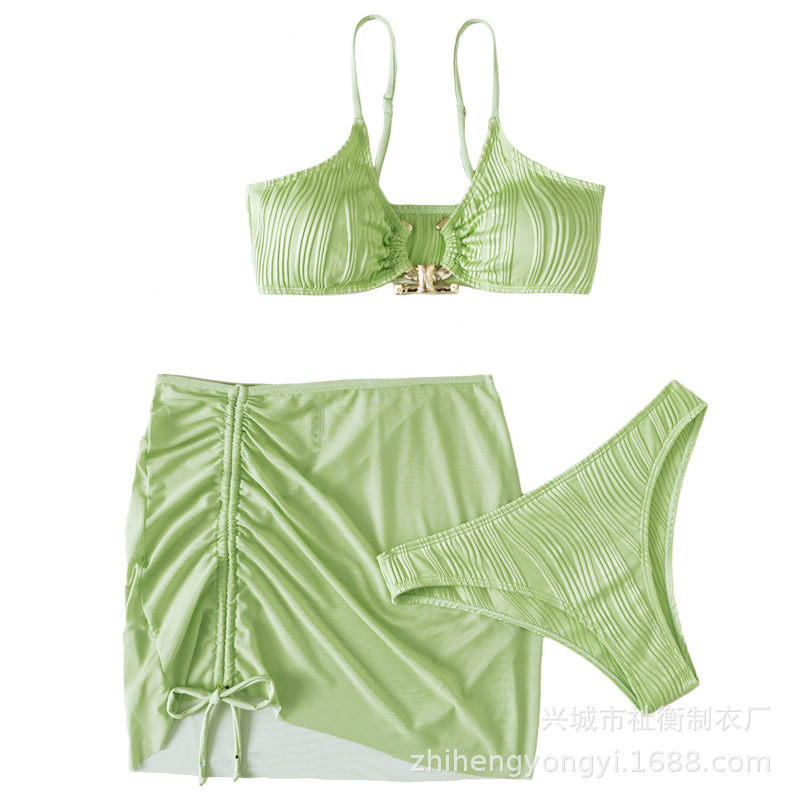 2022 new European and American swimsuit three piece set high waist