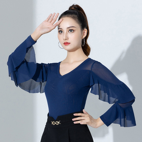  Latin dance clothing new tops modern dance practice clothes national standard dance clothes adult mesh one-piece performance clothes