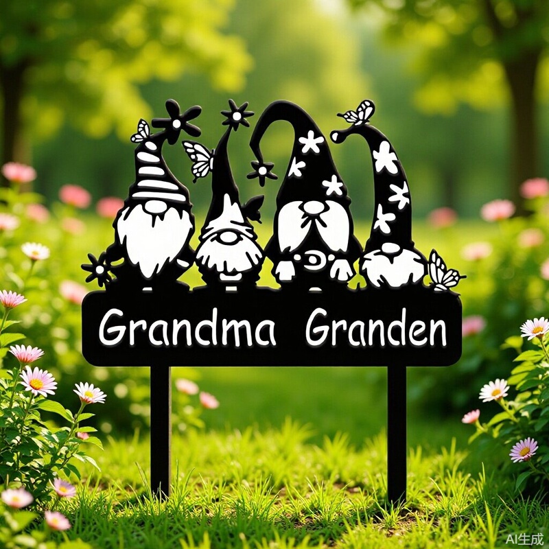 Iron Art Hollow-Out Gnome Outdoor Decorative Ornament Cartoon Metal Garden-Shaped Gift Iron Handmade Home Decor