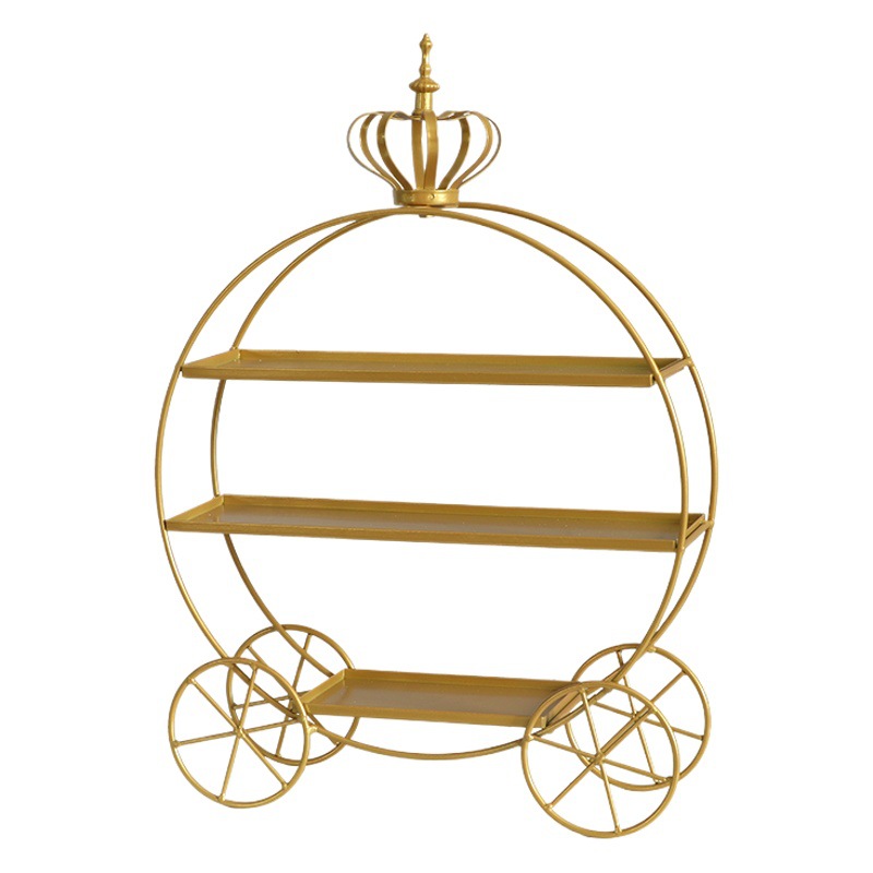 Estante de exhibición de mesa de postres de corona europea, decoración de bodas, té de la tarde, soporte para pasteles de tres capas, plato de decoración de pasteles dorados