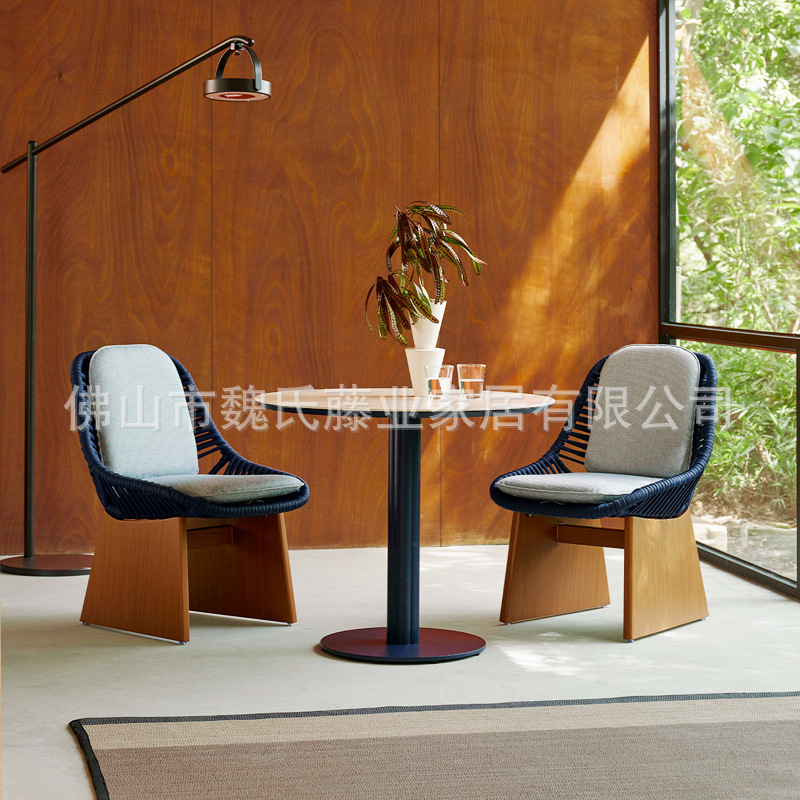 Sofá al aire libre de tela de caña patio de muebles de alojamiento modelo de habitación de hotel balcón de diseño casual combinación de sofá