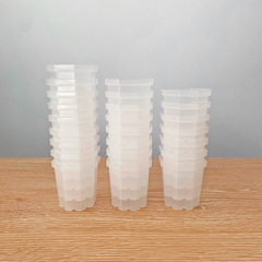 白色簡約塑料多肉花盆4.6口迷你八角盆生石花寖盆框燈泡毛整理盤