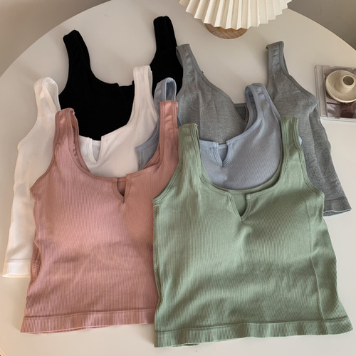 Women's Summer Outerwear American Style Individual Pure Color Cotton Comfortable Breathable Navel-baring Underwear