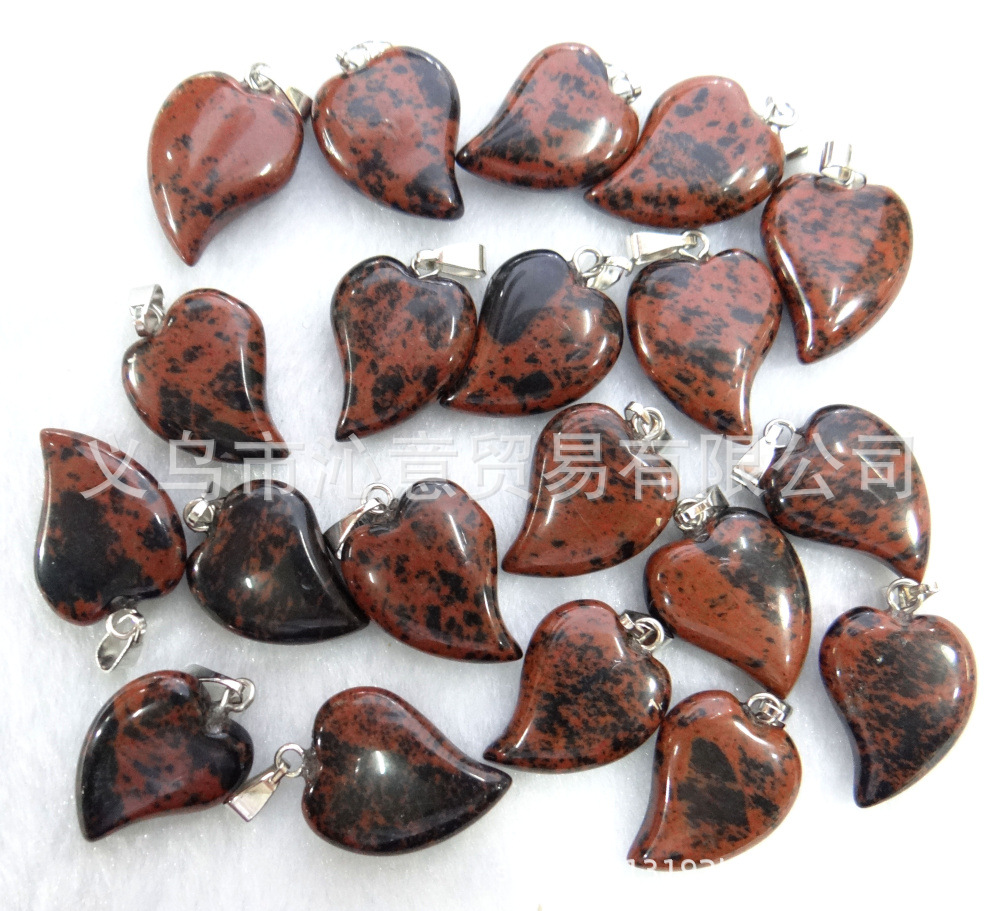 Venta caliente en forma de corazón colgante natural cristal Rosa ágata piedra torcida corazón colgante melocotón corazón collar accesorios Diy