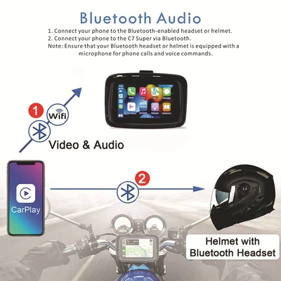 Simsiz CarPlay və Android Auto Motorcycle Gps Navigator Wireless