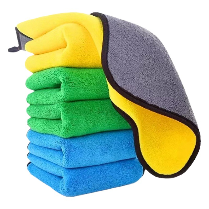 Coral Velvet Car Wipes, Thickened Car Wash Towels, Absorbent Car Cleaning Wipes, Double-Sided Quick-Drying Car Wipes, Wholesale in Stock