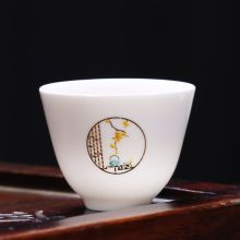 羊脂玉功夫茶杯德化白瓷喝茶小杯子单只陶瓷单杯品茗杯6只装55ml