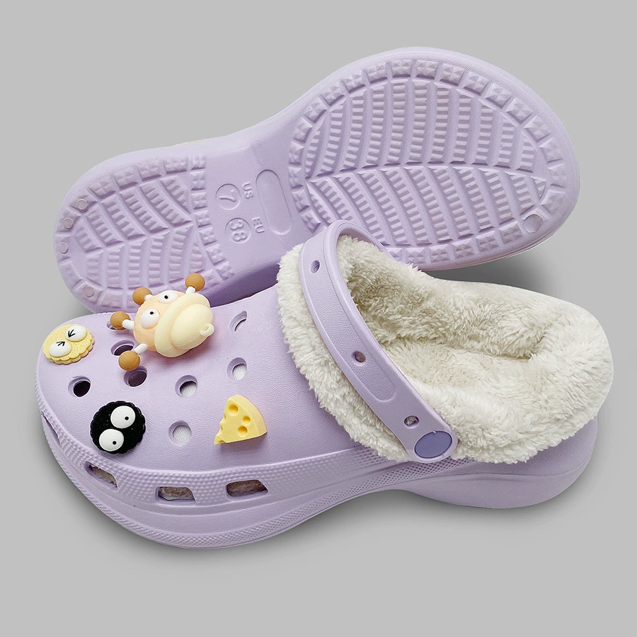 Winter cartoon fleece keep warm slippers platform