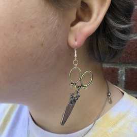 剪刀耳环发型师耳环服装设计师耳环夸张个性创意剪刀耳环