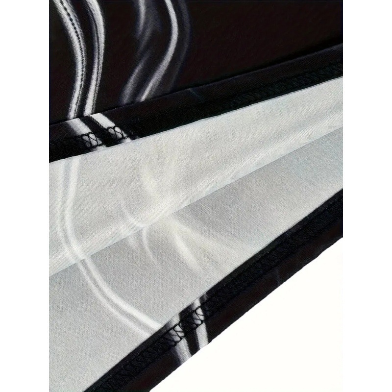 Venta caliente transfronteriza europea y americana tinta en blanco y negro tie-dye impresión 3D hombres calle alta manga larga solapa suelta cremallera camisa POLO