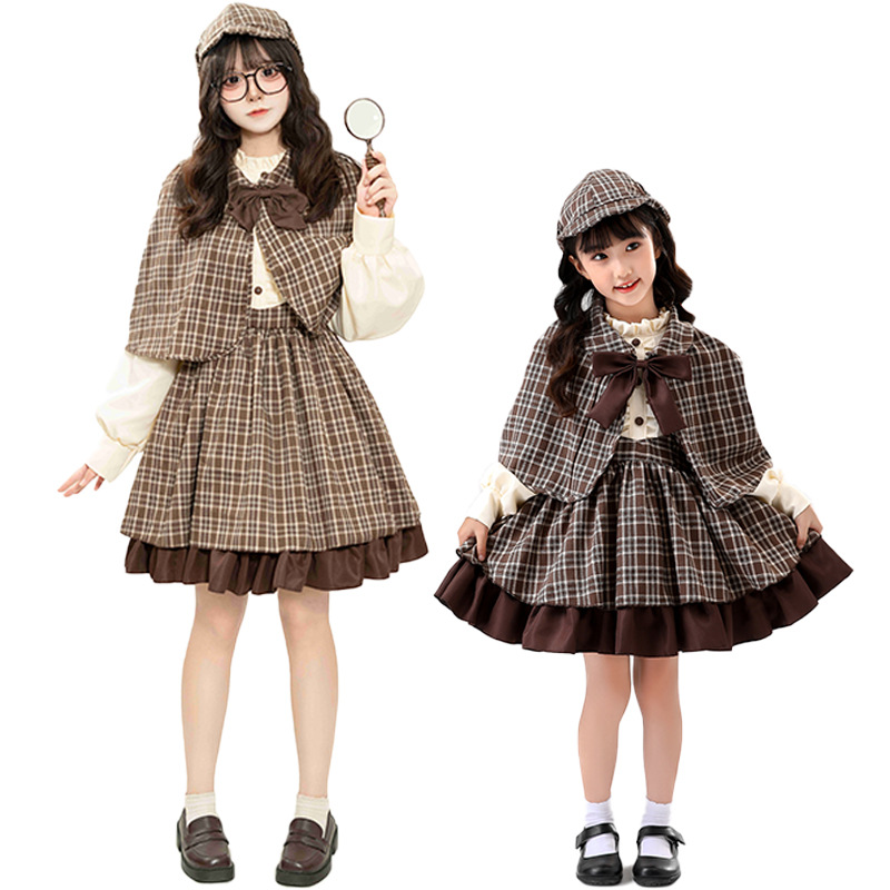 Halloween Cosplay Sherlock Holmes Detective Family Set, Game Party Role-Playing Costume, Party Women's Clothing