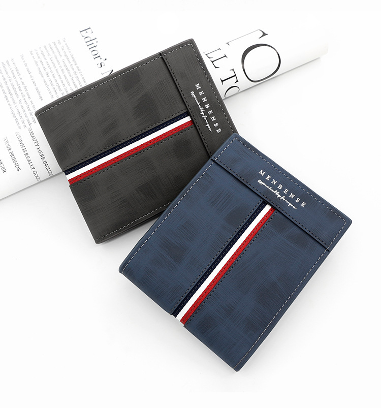 Men's Letter Stripe Pu Leather Open Wallets display picture 2