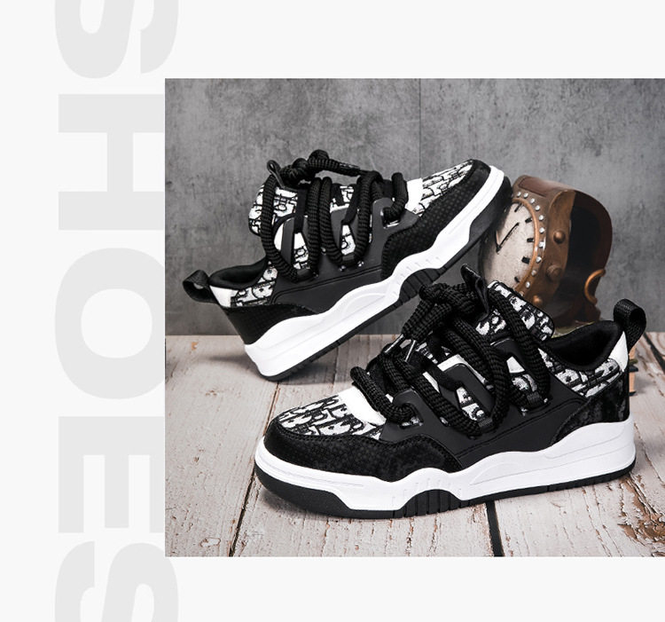 Giày sneaker unisex cổ thấp đế dày phối màu, thân lưới thoáng khí, form rộng dễ mang — Trắng, đen chi tiết 19