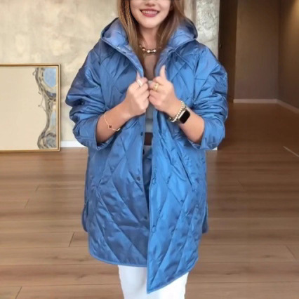 Ins Fashion Amazon 2025 Women's Winter Coat Casual Diamond Quilted Hooded Lightweight Jacket Women