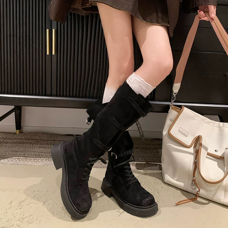 厚底可调节超大腿围长筒靴女2025新款秋冬不过膝长靴子高筒骑士靴|undefined