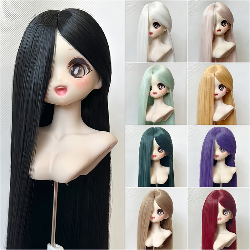 Yale Bjd Doll Wig High-Temperature Silk Bangs Long Straight Hair Blank Wig Set 3 Points 4 Points 6 Points Fake Hair in Stock