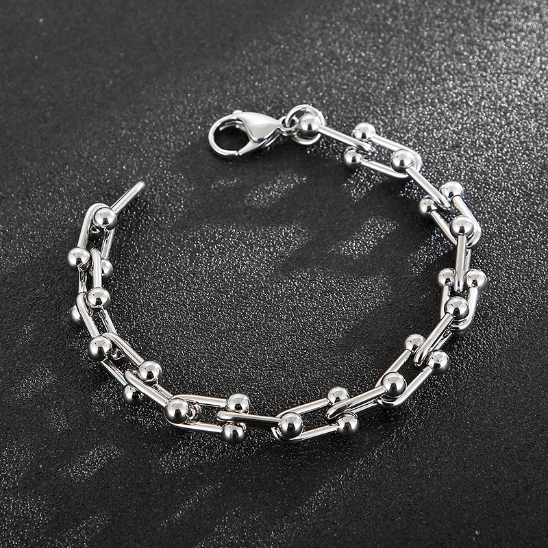 16g Weight PVD Coated Gold Plating Process 18K Real Gold Plated Plating Material Bracelets Classification 304 Stainless Steel Chain Material Daily Occasion 304 Stainless Steel Material U Shape Pattern Unisex Gender Fashion Style Waterproof Non Tarnish, Plating Craft Fashion U Shape Titanium Steel Bracelets Plating Stainless Steel Bracelets 3