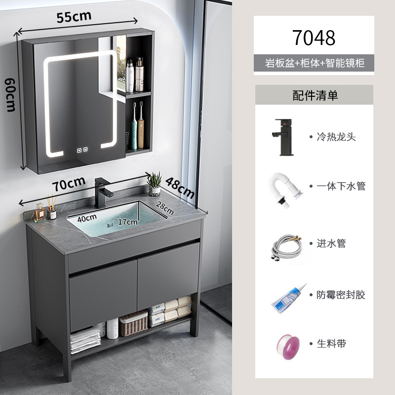 Espacio de aluminio sobre el suelo lavabo de lavabo de baño de combinación de armario de baño lavabo para el hogar lavabo de cerámica piscina de mesa de lavado integrada