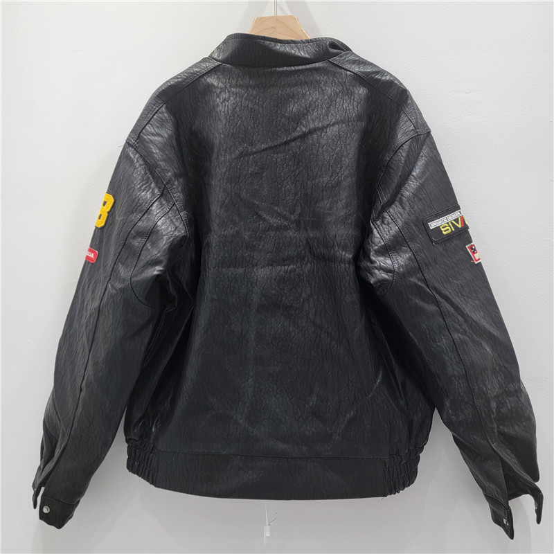 Vintage negro locomotora chaqueta de cuero mujer 2025 invierno nuevo veludo engrosado diseño sensación de chaqueta suelta de cuero PU image 2