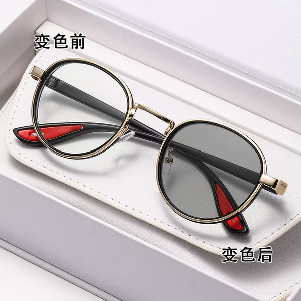 Punk-style color-changing prescription glasses, new cross-border European and American eyeglass frames, hip-hop glasses wholesale, internet celebrity style prescription glasses