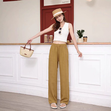 冰丝天丝麻阔腿裤女夏季2026新款高腰抽绳肌理感慵懒美式休闲拖地
