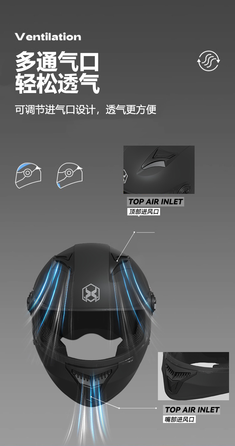 Foreign Trade Electric Vehicle Helmet for Men, All-Season Motorcycle Full-Face Helmet, Women's Winter Warm Riding Helmet with Dual Mirrors