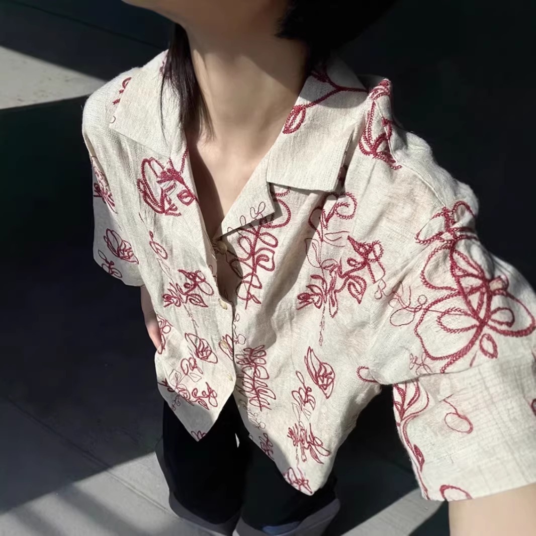 2026复古风小众设计撞色短袖衬衫男士夏季新款高级感宽松男式衬衫