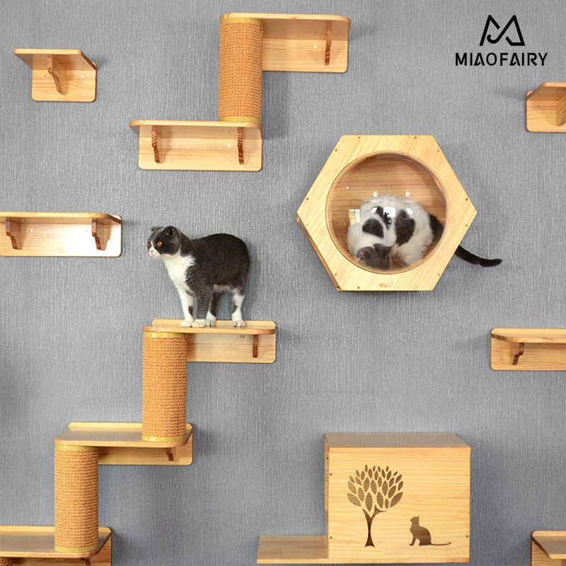 Мяу фея кошка скалолазание гнездо кошка стена кошка прыгающая платформа космическое гнездо сплошная деревянная настенная гнездо кошачий настенный коврик