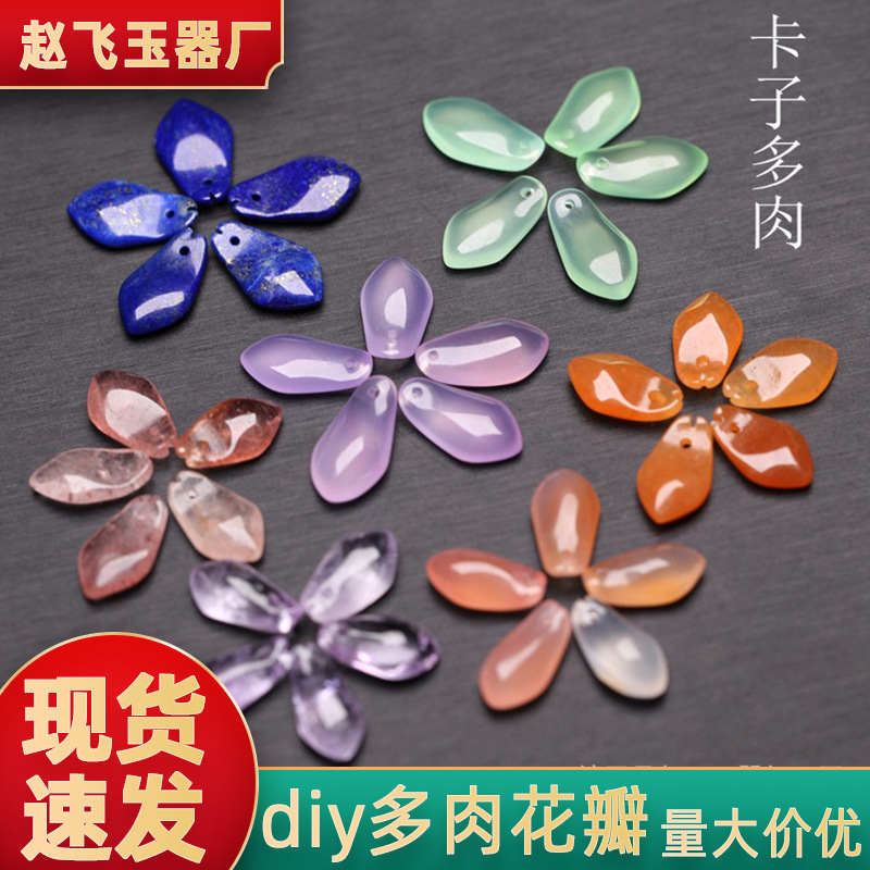 Natural South Red Onyx Lapis Lazuleite Jade Gold Silk Jade Holder Fleshy Petals DIY Antique Hairpin Flower Matching