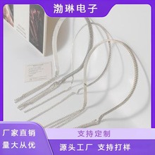 跨境流苏发箍女百搭气质水钻假耳环一体头箍后挂式森系发卡发饰品