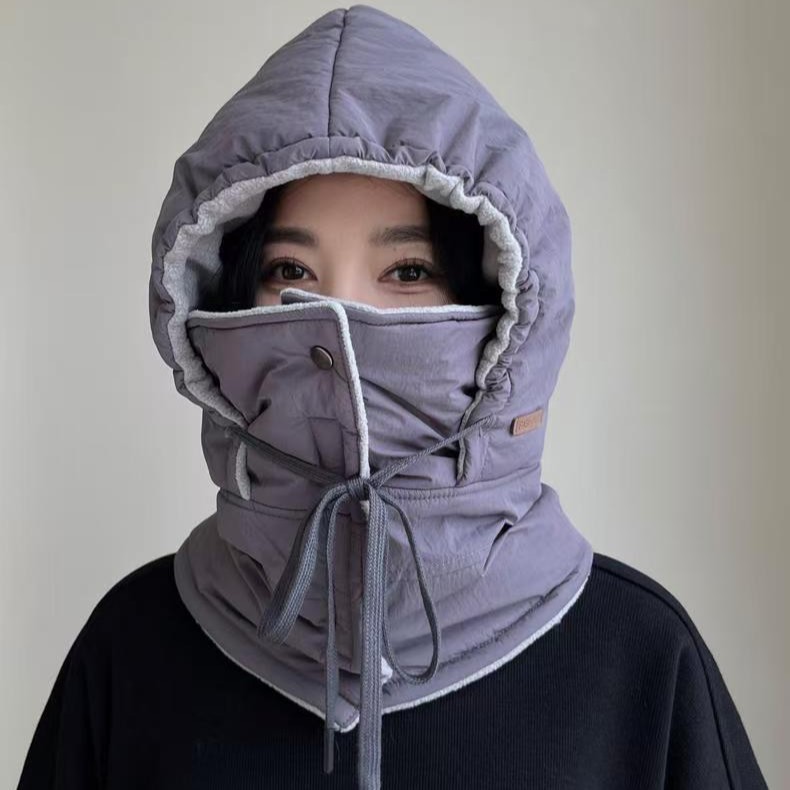 多功能帽子防寒围脖连体帽子骑行电动车保暖加绒加厚棉帽雷锋帽|undefined
