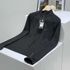 半ファスナー立襟tシャツ男性トレーニングアウトドアスポーツ服長袖速乾弾力カジュアル上着秋軽薄スウェット