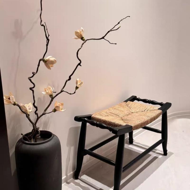 中古藤编小方凳换鞋凳玄关矮凳卧室床尾凳置物板凳简约风藤椅|undefined