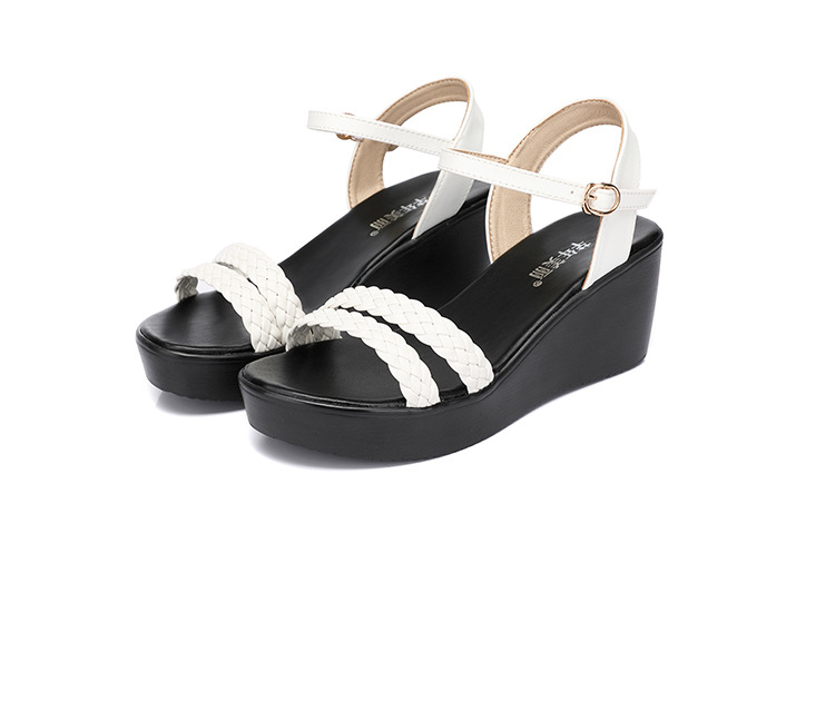 Sandal nữ đế xuồng cao gót mũi hở phong cách mới 2025, đế dày platform, size lớn 40-43 — Màu đen, Màu trắng chi tiết 19