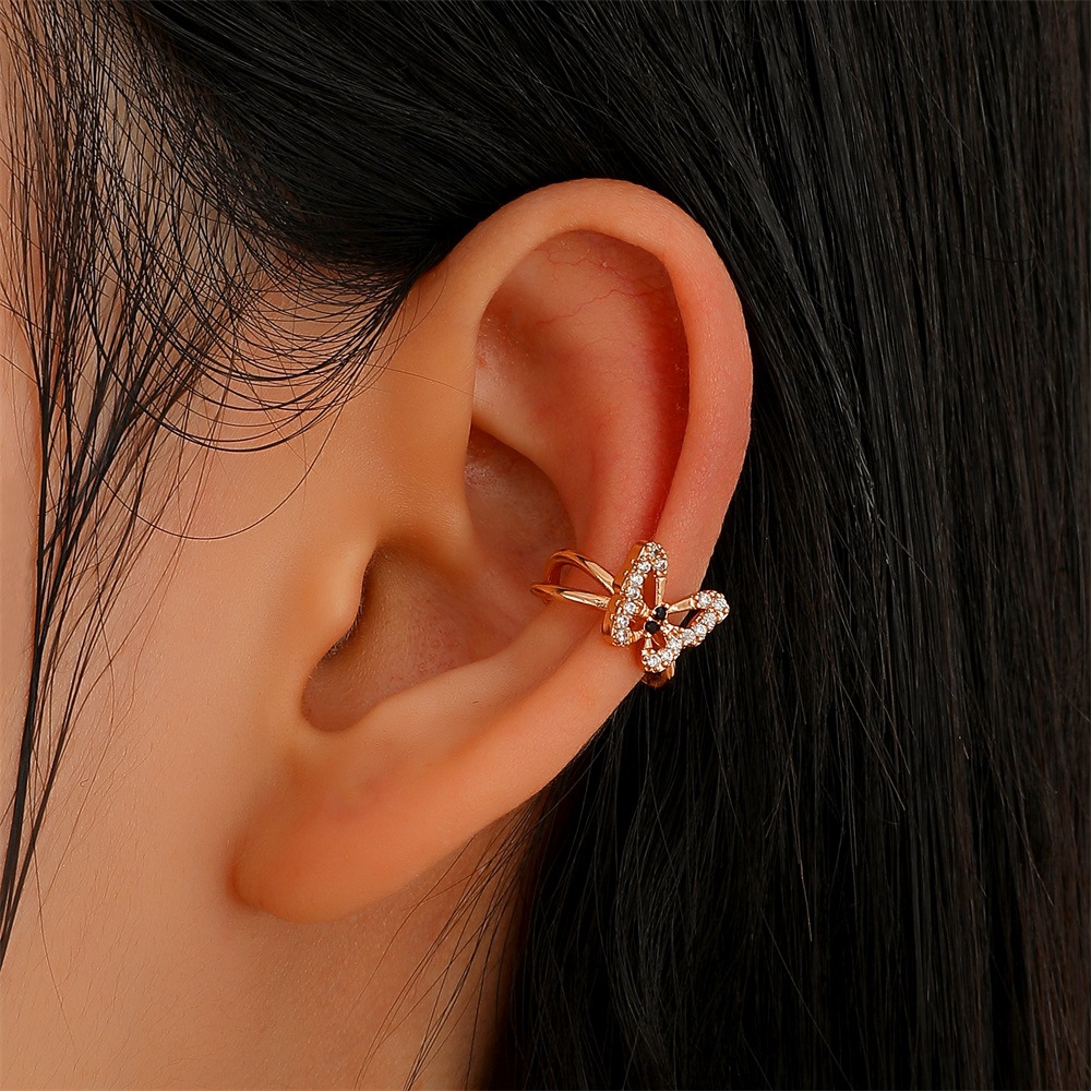 Alloy Material Butterfly Pattern Wholesale Jewelry Simple Style Butterfly Alloy Zircon Plating Earrings