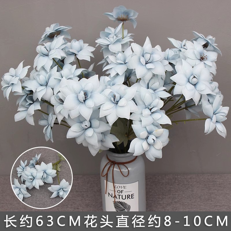 10本の青い色のシミュレーションの花の室内の絹の花の結婚祝いの装飾の花の生け花は造花の天井の花の路の花を並べます。|undefined