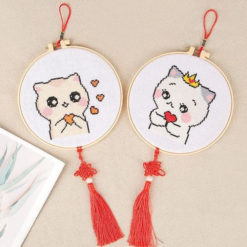 Children's Cross Stitch New Animal Cartoon Handmade Simple Thread Embroidery Small Wall Hanging Kit for Beginners and Newcomers