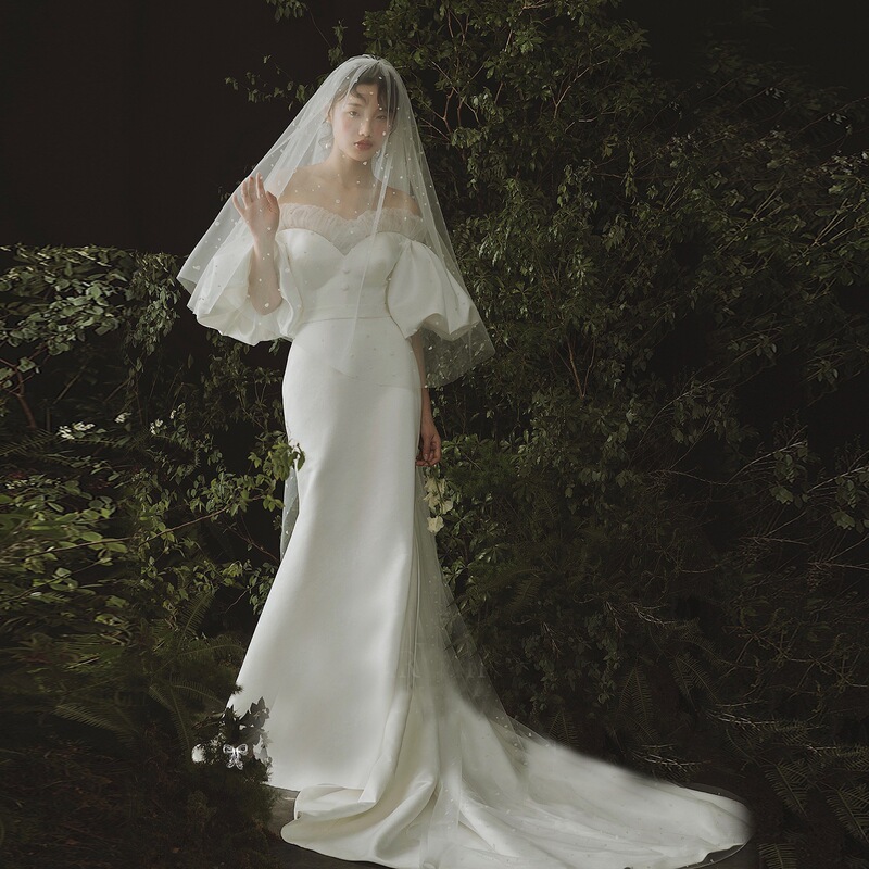 2026 New French Style Super Fairy Hepburn Slim-Fit Mermaid Wedding Dress for Brides, Forest Style Girl's Wedding Gown for Banquets 2026 New French Style Super Fairy Hepburn Slim-Fit Mermaid Wedding Dress for Brides, Forest Style Girl's Wedding Gown for Banquets