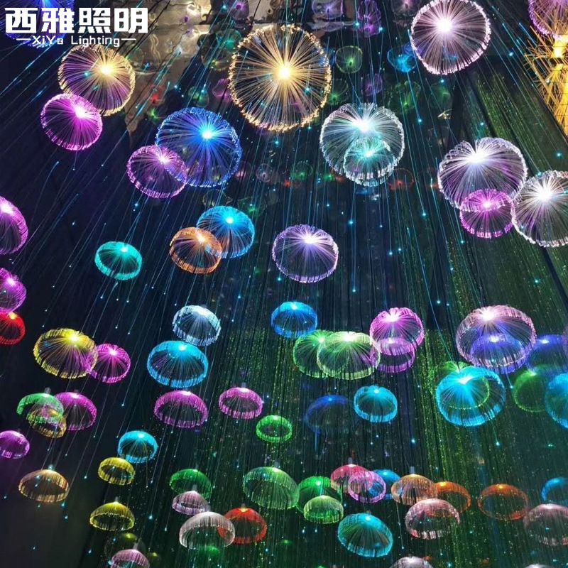 水母灯呼吸灯光纤小水母灯户外挂件灯餐厅清酒吧吊顶装饰氛围灯