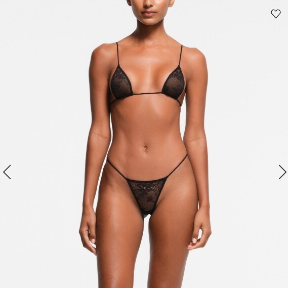 T223 Skims Lace Low-Waist Thong Women's t Black Elastic Ultra-Thin Cross-Border Bikini Three-Point Style Sexy