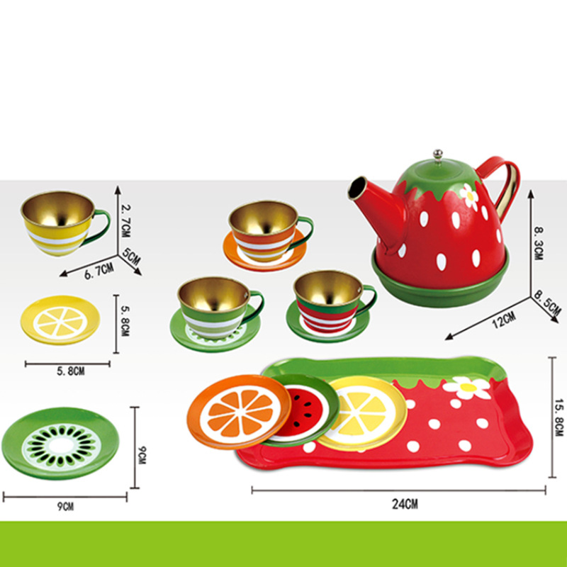 儿童玩具仿真下午茶甜品糕点点心套装女孩礼品过家家马口铁茶具详情12